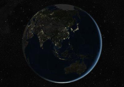 Globe Centred on Asia and Oceania, True Colour Satellite Image by Unknown
